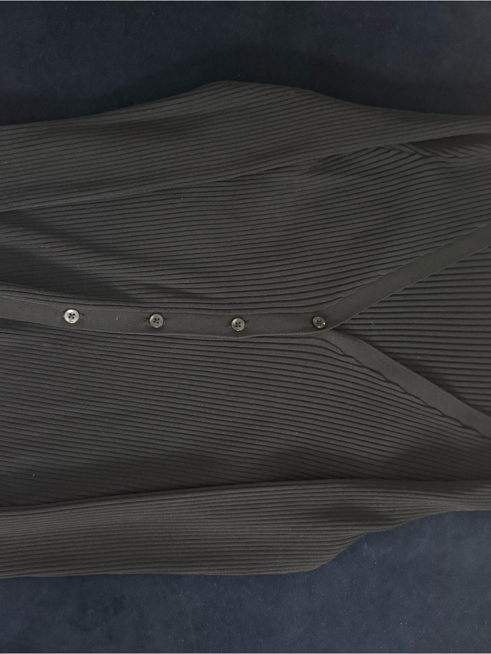 Good American Black Ribbed Button-Front Cardigan